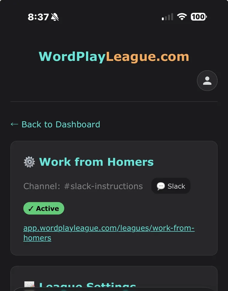 Posting a test score and the league updating automatically.